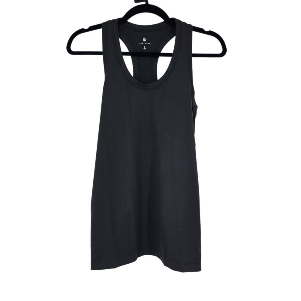 NWOT Flint Park Black Volley Tennis Scoop Neck Wide Strap Racerback Tank Size S